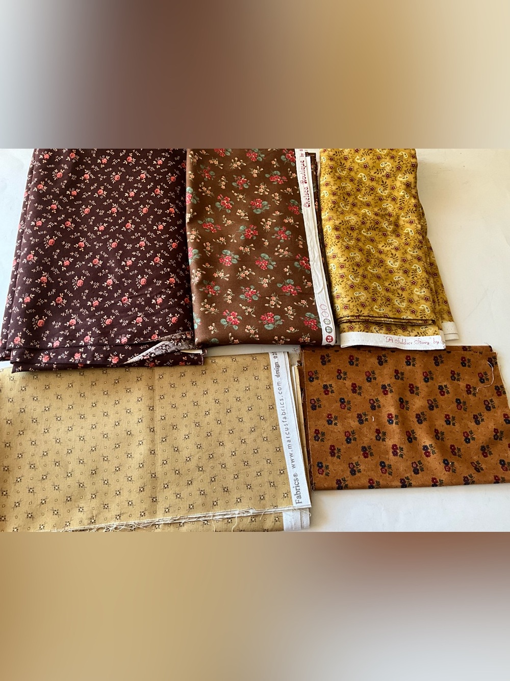 Quilting Fabrics Lot Moda #2590 Marcus #0232 Studios #2160 Brown Blue Red Cotton